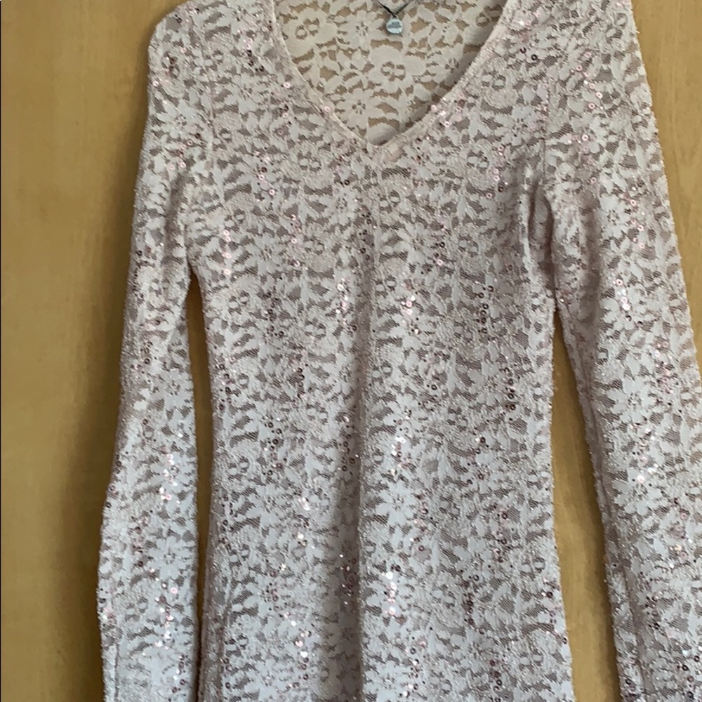 Buckle Beige Lace long sleeve top